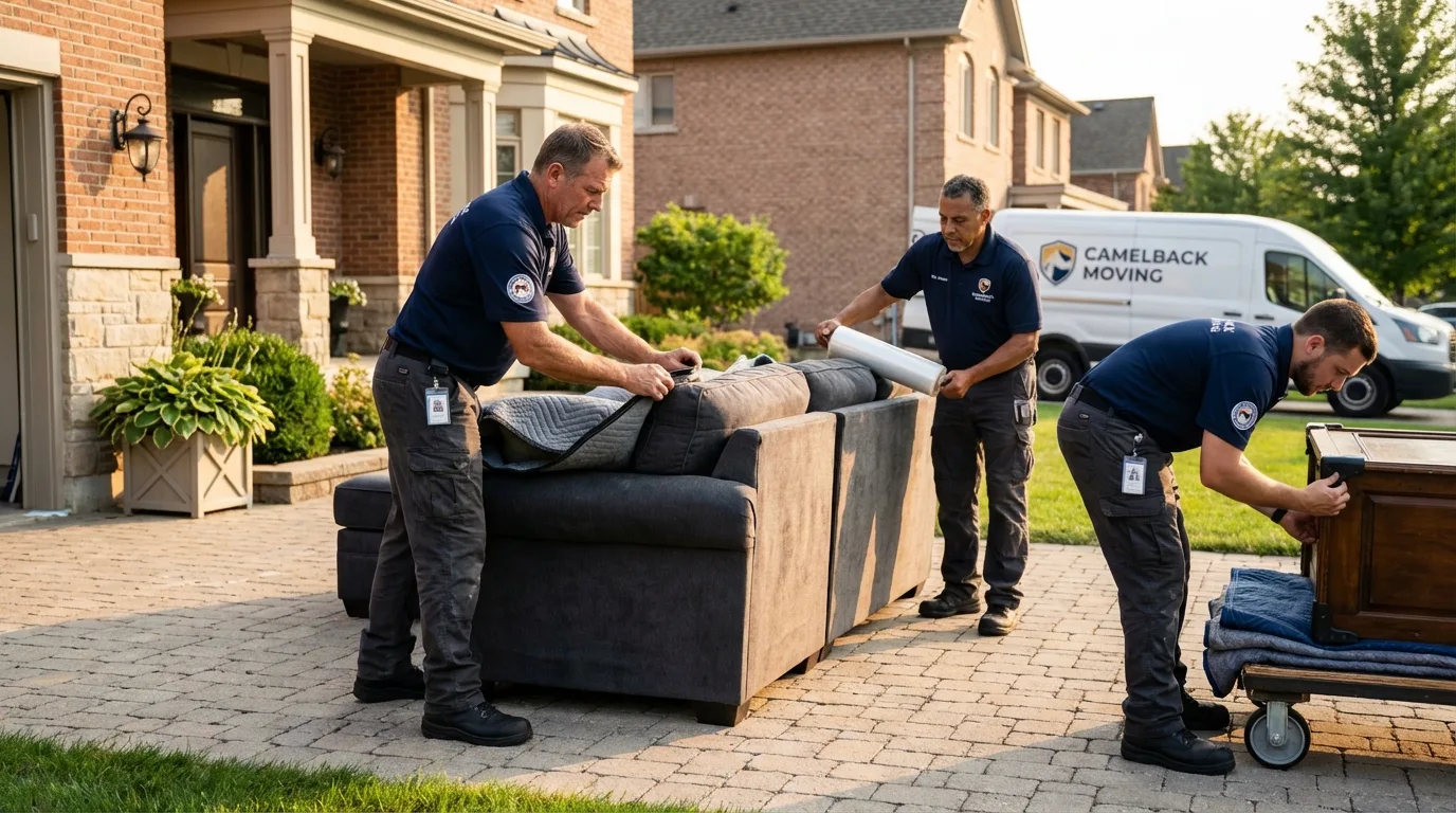 Large estate moving crew wrapping furniture in Terre Haute, IN