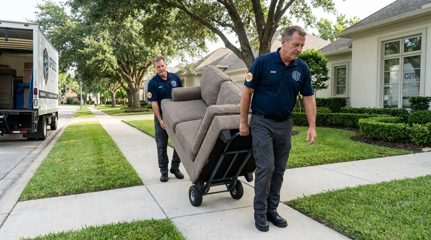 Local residential moving crew loading furniture in Terre Haute, IN